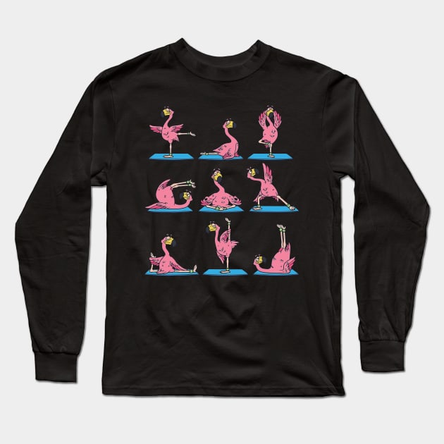 Funny Flamingo Yoga Long Sleeve T-Shirt by susanne.haewss@googlemail.com